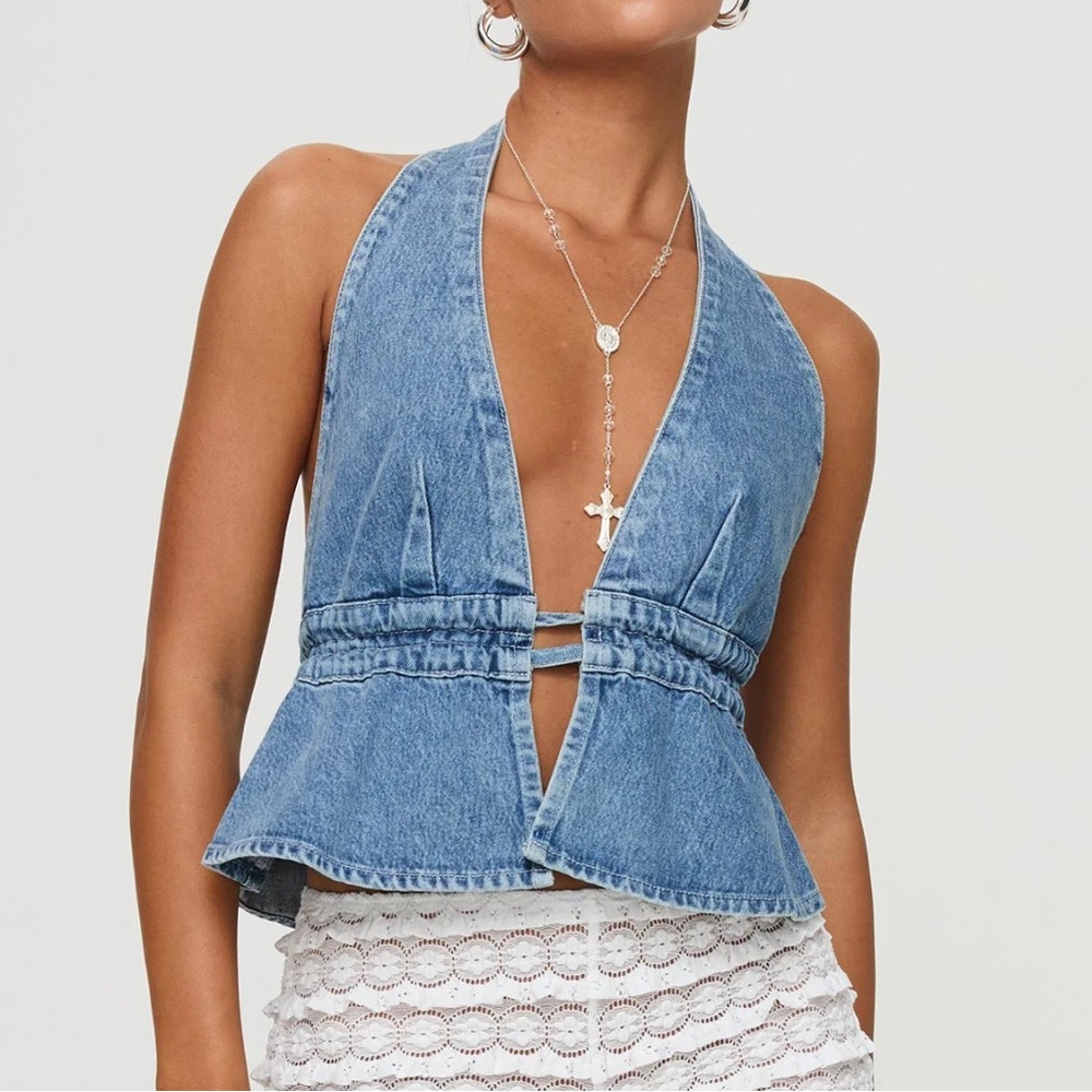 PRINCESS POLLY Denim Halter Top